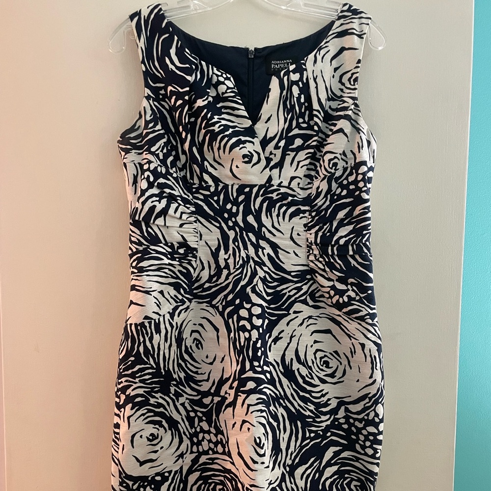 Adrianna Papell blue and white floral dress size 10P